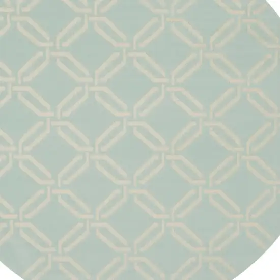 5' Beige and Green Trellis Round Rug Photo 7