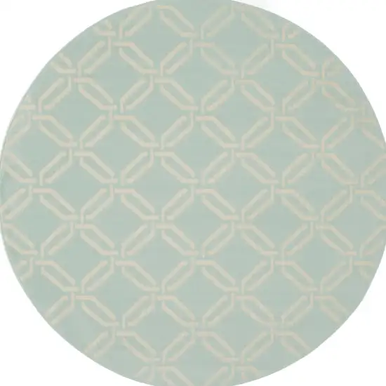 5' Beige and Green Trellis Round Rug Photo 4