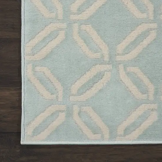 7' Beige and Green Trellis Runner Rug Photo 4