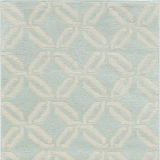 7' Beige and Green Trellis Runner Rug Photo 5