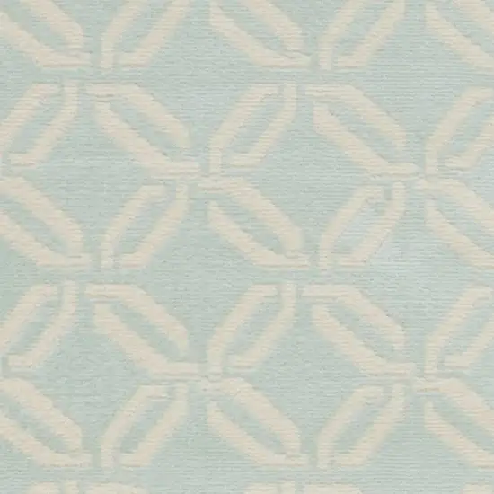 7' Beige and Green Trellis Runner Rug Photo 9