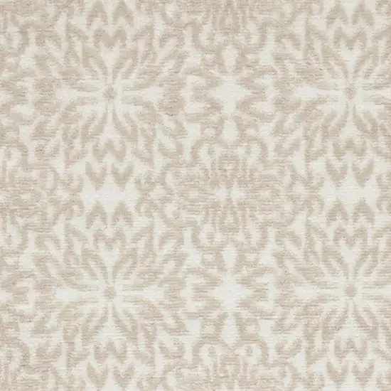 7' Beige and Ivory Floral Runner Rug Photo 7