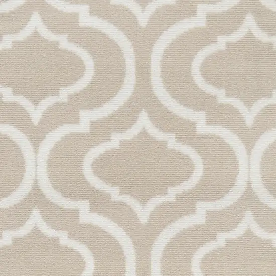 7' Beige and Ivory Trellis Runner Rug Photo 9