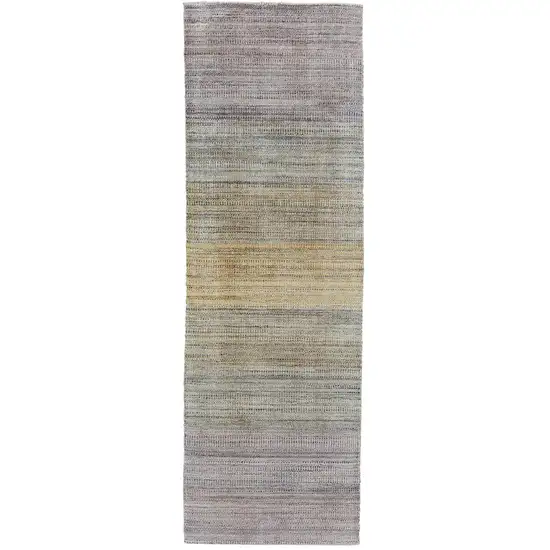 10' Beige and Purple Ombre Hand Woven Runner Rug Photo 2