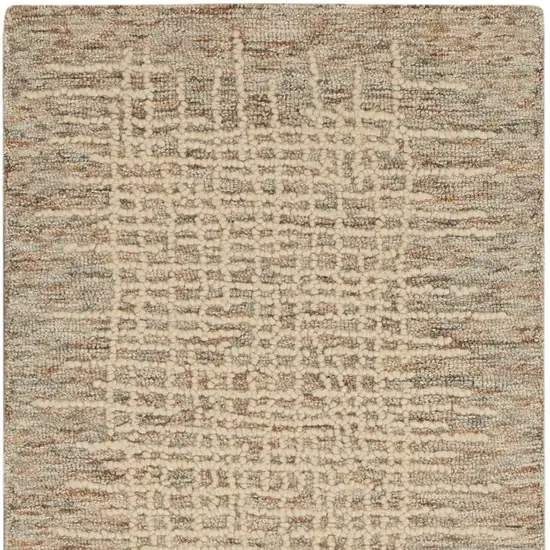 8' Beige and Tan Wool Abstract Runner Rug Photo 6