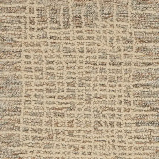 8' Beige and Tan Wool Abstract Runner Rug Photo 5