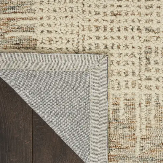 8' Beige and Tan Wool Abstract Runner Rug Photo 7