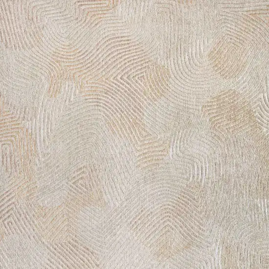 10' Beige and White Abstract Non Skid Area Rug Photo 8