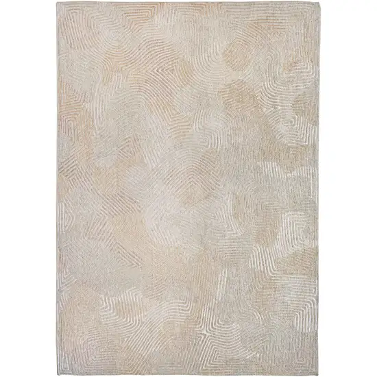 10' Beige and White Abstract Non Skid Area Rug Photo 2