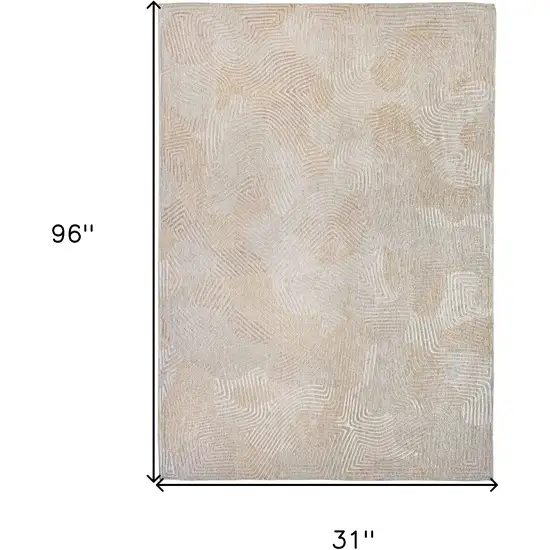 10' Beige and White Abstract Non Skid Area Rug Photo 3