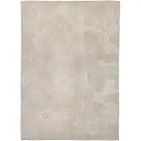 Photo of 8' Beige and White Round Abstract Non Skid Area Rug