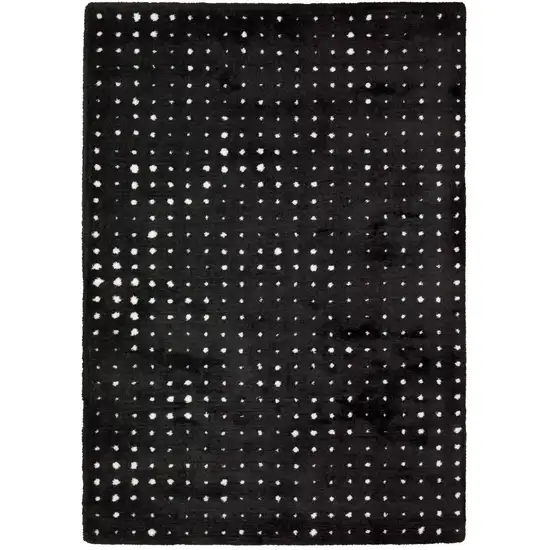 8' Black And Ivory Geometric Runner Rug Photo 2