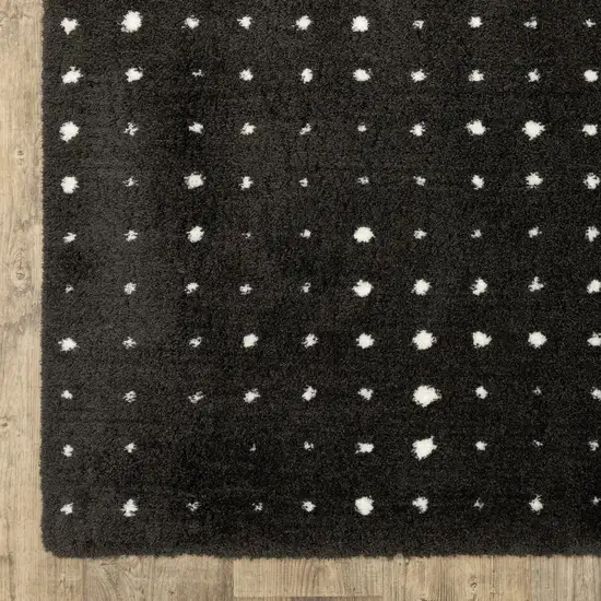 8' Black And Ivory Geometric Runner Rug Photo 4