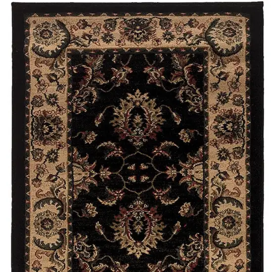 8' Black And Ivory Oriental Runner Rug Photo 4