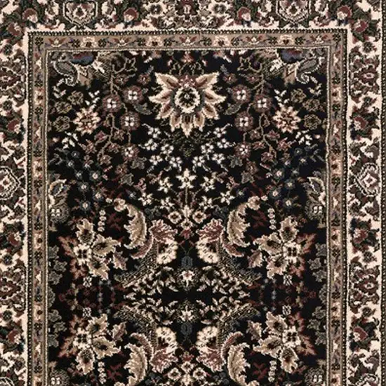 9' Black And Ivory Oriental Runner Rug Photo 5