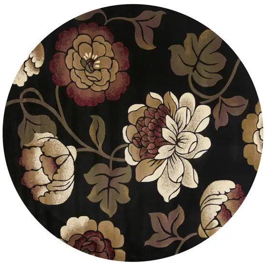 8' Black Floral Vines Area Rug Photo 4