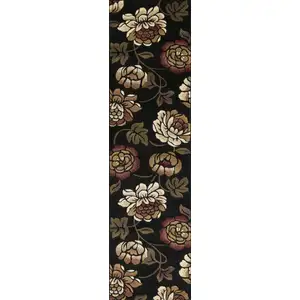 Photo of 8' Black Floral Vines Area Rug