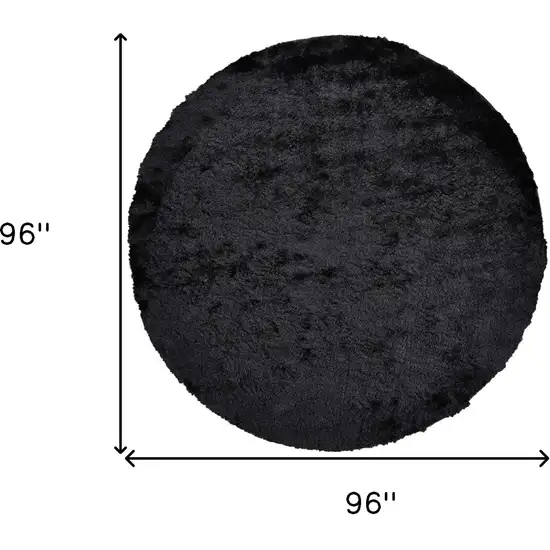 8' Black Round Shag Tufted Handmade Area Rug Photo 5