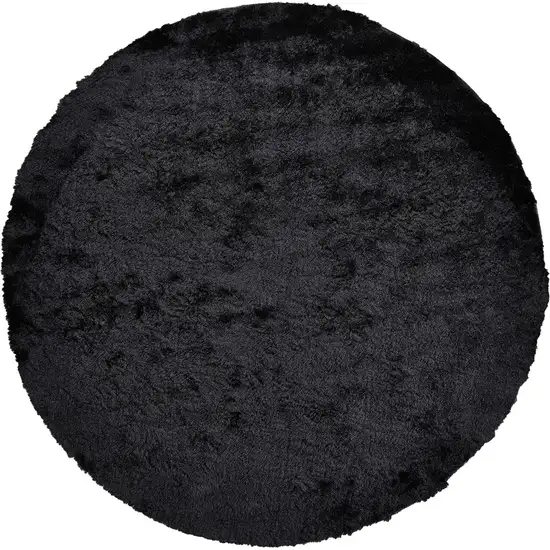 8' Black Round Shag Tufted Handmade Area Rug Photo 1