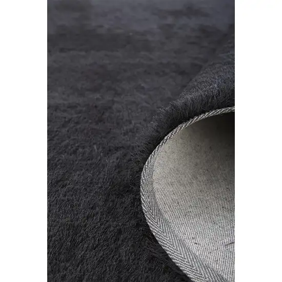 8' Black Round Shag Tufted Handmade Area Rug Photo 3