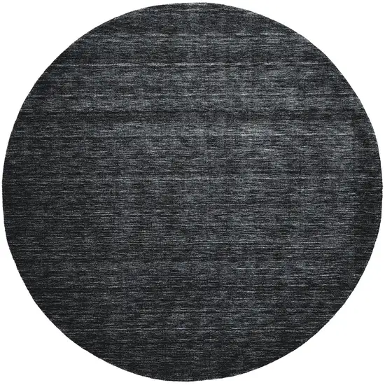 8' Black Round Wool Hand Woven Stain Resistant Area Rug Photo 1