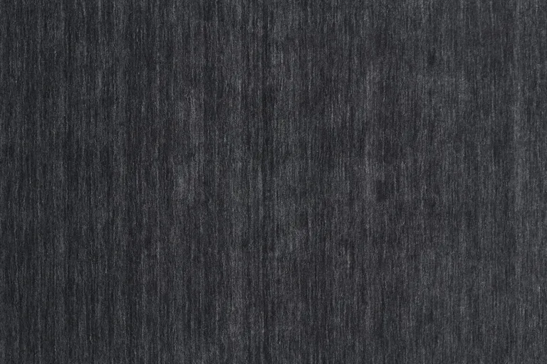 8' Black Round Wool Hand Woven Stain Resistant Area Rug Photo 5