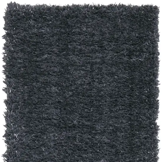 8' Black Shag Power Loom Runner Rug Photo 5