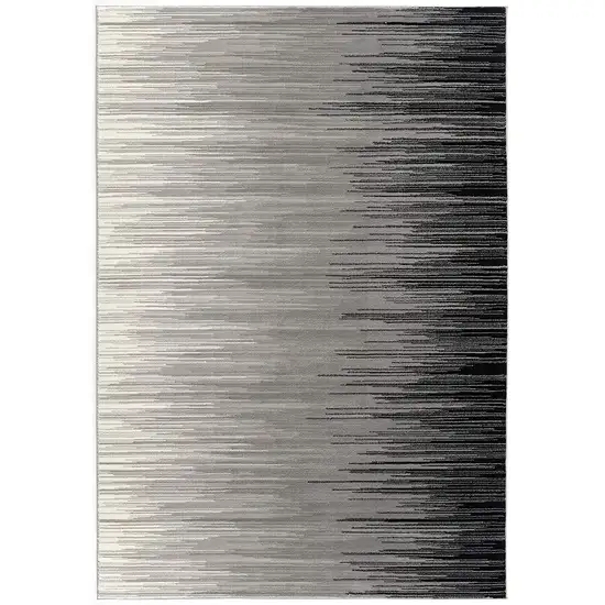 8' Black Striped Power Loom Runner Rug Photo 1