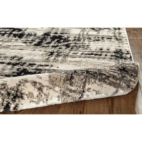 8' Black White And Gray Runner Rug Photo 3