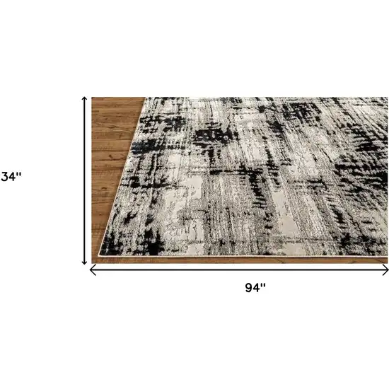 8' Black White And Gray Runner Rug Photo 5