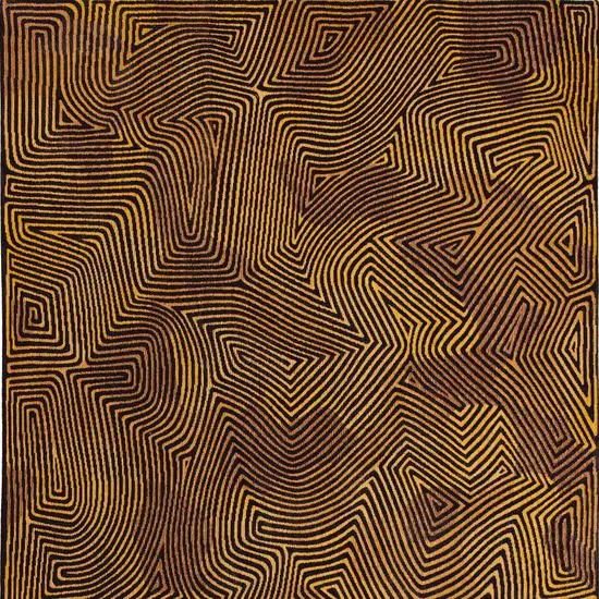 10' Black and Gold Abstract Non Skid Area Rug Photo 6