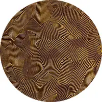 Photo of 5' Black and Gold Round Abstract Non Skid Area Rug