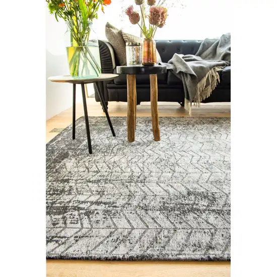 10' Black and Gray Chevron Non Skid Area Rug Photo 7