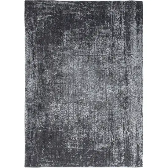 10' Black and Gray Chevron Non Skid Area Rug Photo 2