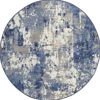 Photo of 5' Blue Abstract Power Loom Round Rug