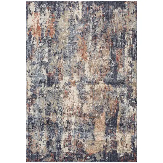 10' Blue Abstract Power Loom Runner Rug Photo 1