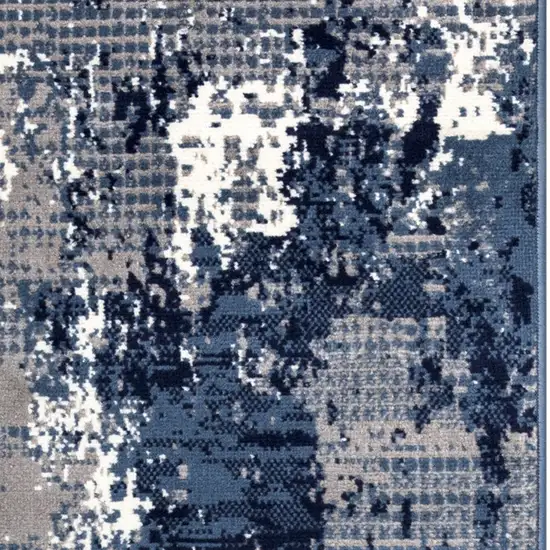 10' Blue Abstract Power Loom Runner Rug Photo 6