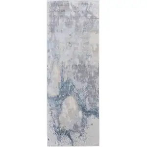 Photo of 8' Blue Abstract Runner Rug