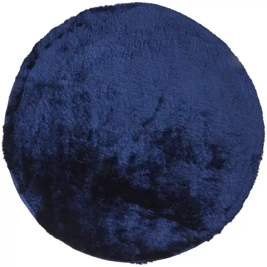 8' Blue And Black Round Shag Tufted Handmade Area Rug Photo 1