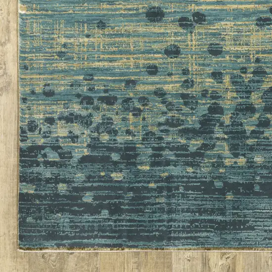 8' Blue And Brown Abstract Runner Rug Photo 9