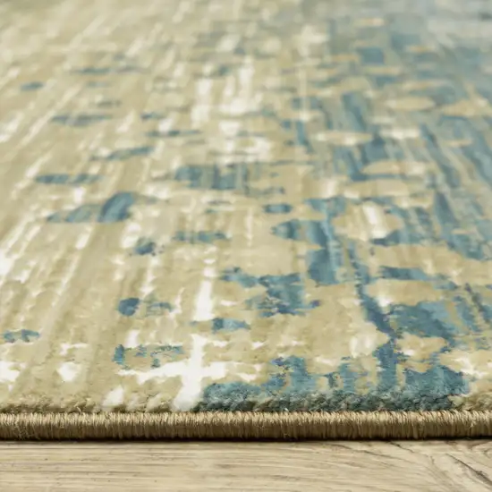 8' Blue And Brown Abstract Runner Rug Photo 7