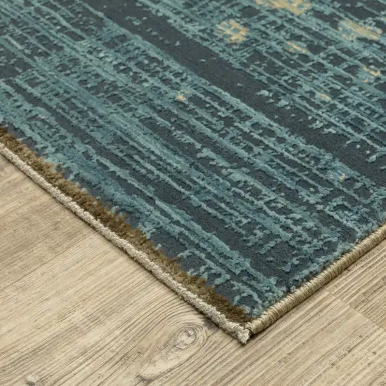 8' Blue And Brown Abstract Runner Rug Photo 6