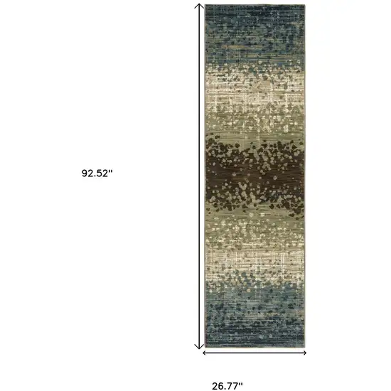 8' Blue And Brown Abstract Runner Rug Photo 3