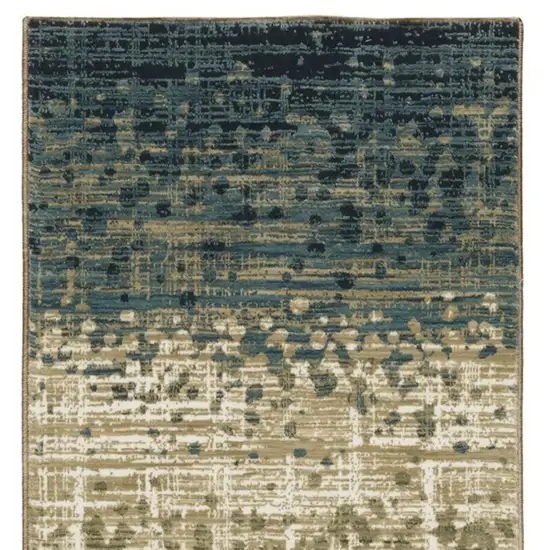 8' Blue And Brown Abstract Runner Rug Photo 4