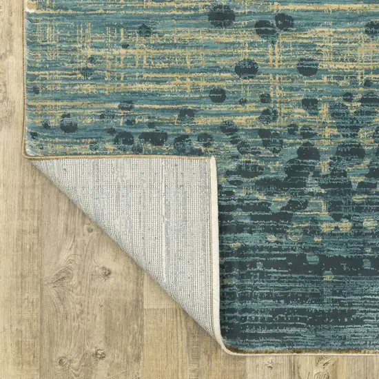 8' Blue And Brown Abstract Runner Rug Photo 8