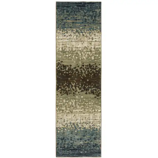 8' Blue And Brown Abstract Runner Rug Photo 2