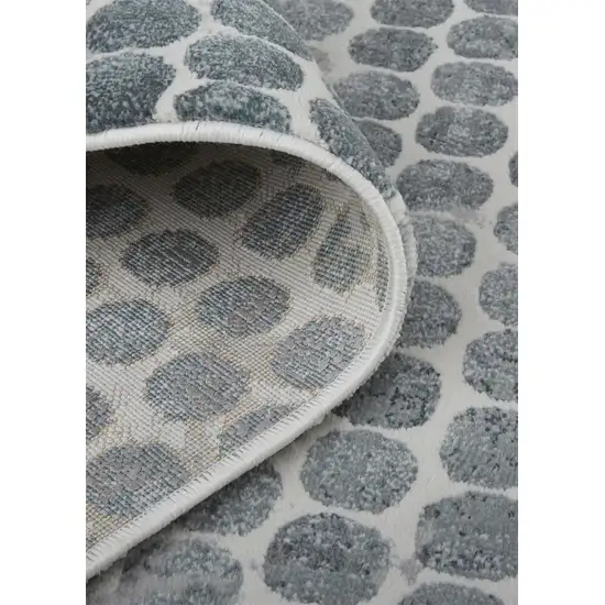 8' Blue And Gray Polka Dots Distressed Stain Resistant Runner Rug Photo 3