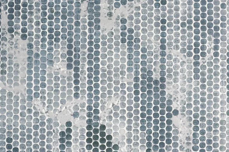 8' Blue And Gray Polka Dots Distressed Stain Resistant Runner Rug Photo 5