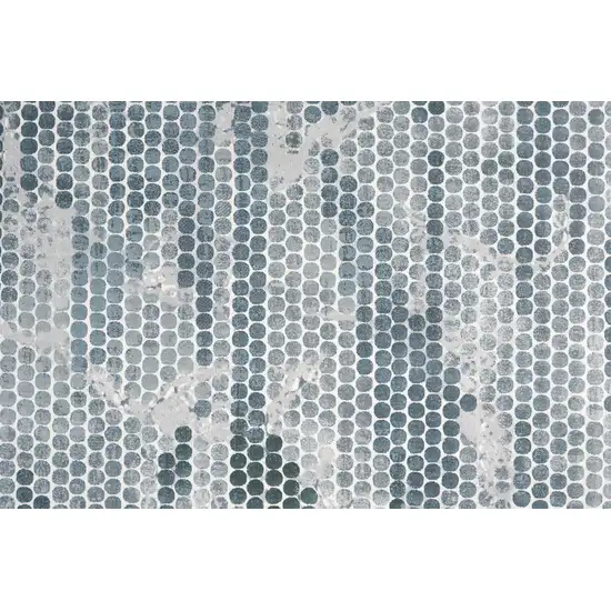 8' Blue And Gray Polka Dots Distressed Stain Resistant Runner Rug Photo 5