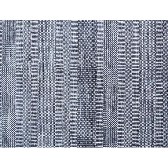 10' Blue And Gray Wool Striped Hand Knotted Runner Rug Photo 5